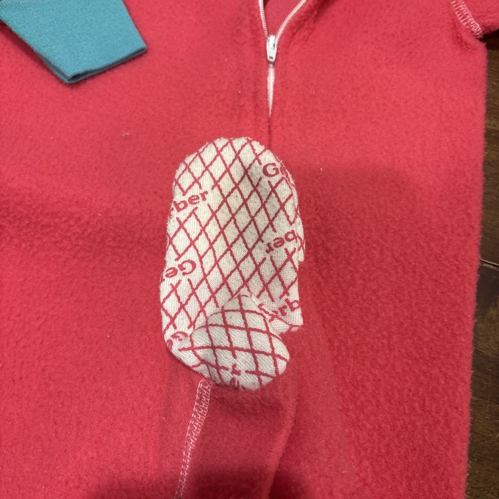 Vintage Gerber Baby Footie Pajamas Pink And Teal 1T 12 months 90s Y2K - Picture 5 of 7